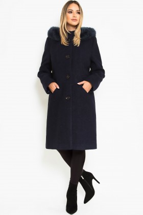 Palton cu lana 7301 bleumarin