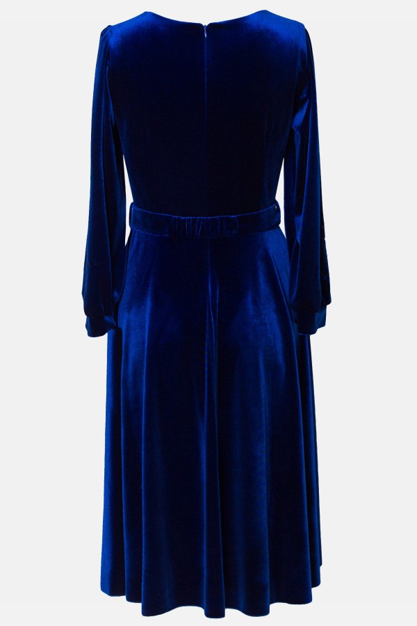 Rochie eleganta din catifea R 816 albastru royal