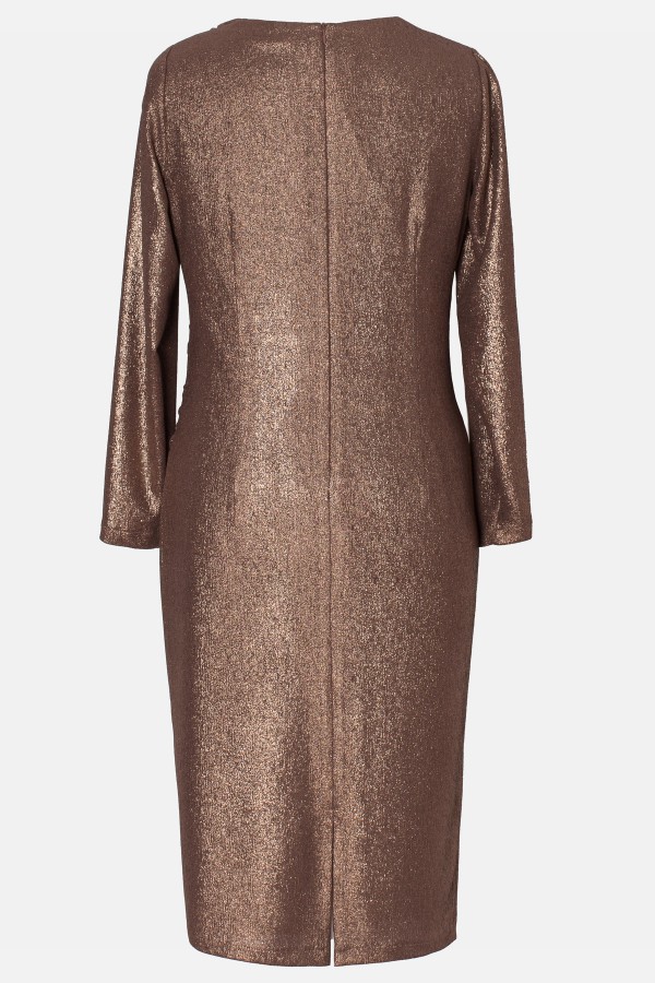 Elegant dress in brown lurex fabric R 762