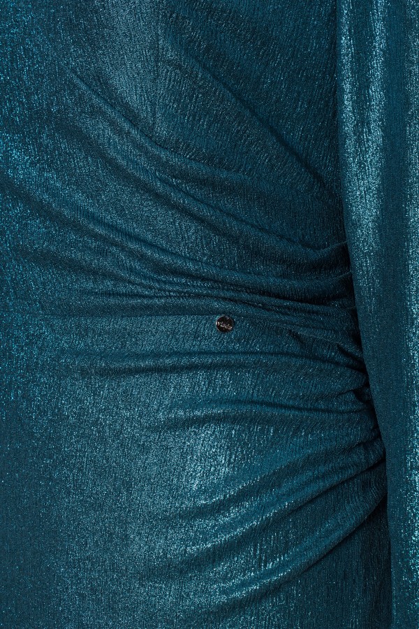 Elegant dress made of lurex fabric R 762 turquoise