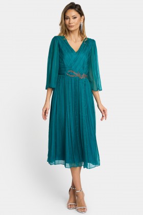 Natural silk dress R 995 turquoise