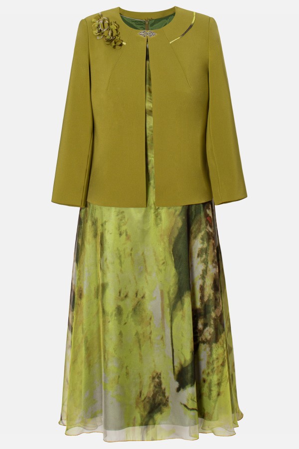 Elegant suit with dress 9469 khaki
