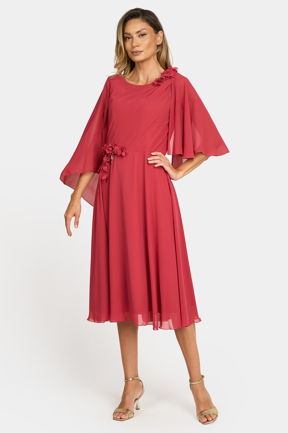 Elegant veil dress R 997 brick - Viada