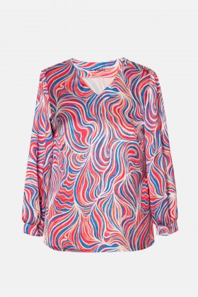 Casual blouse made of satin fabric B 189 blue