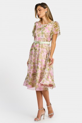 Elegant dress made of airy veil R 068 pastel green