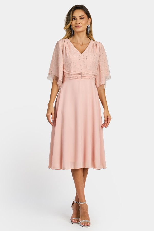 Elegant veil dress R 025 fraise