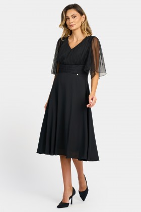 Elegant dress with tulle and veil R 069 black