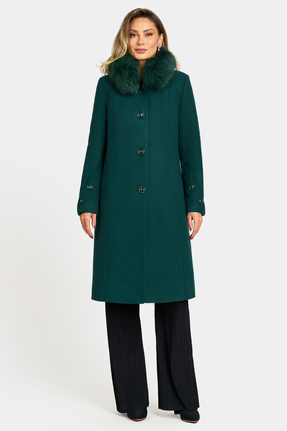 Woolen coat 7401 green - Viada