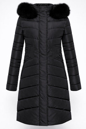 Long jacket with natural fur 7310 black