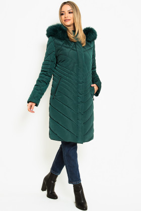 Jacket with natural fur 7309 dark green