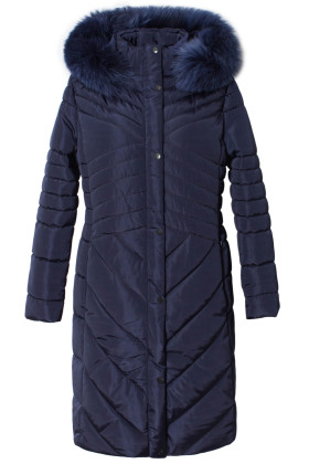 Jacket with natural fur 7330 navy-blue