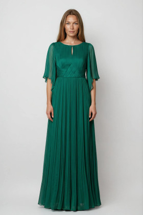 Long natural silk dress R 178 green