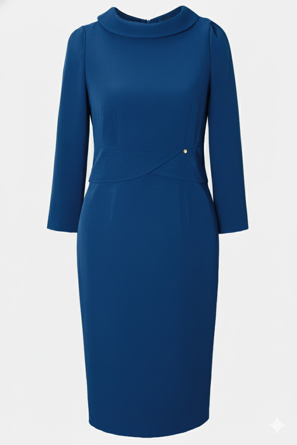 Petrol blue casual-office dress R 024