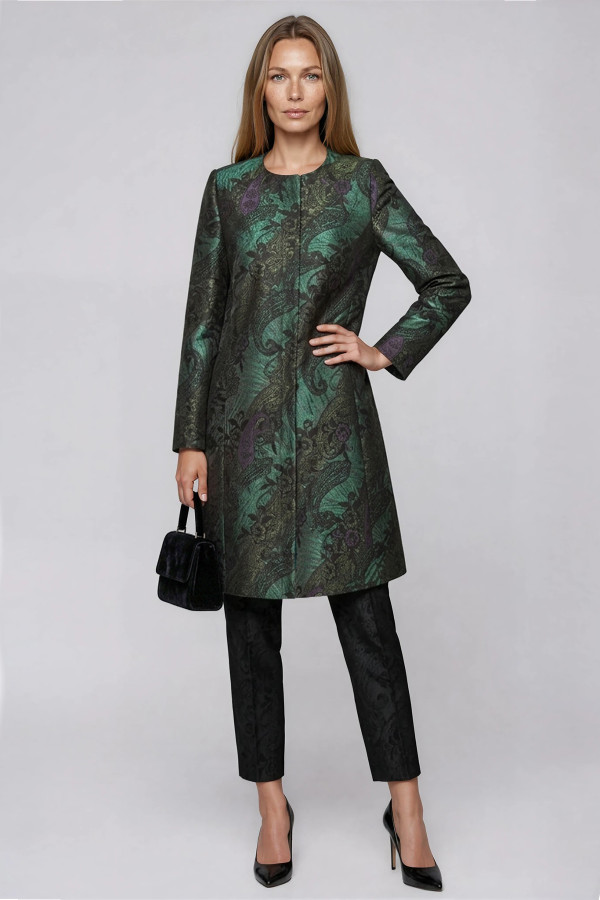 Brocade overcoat model 7408 royal green