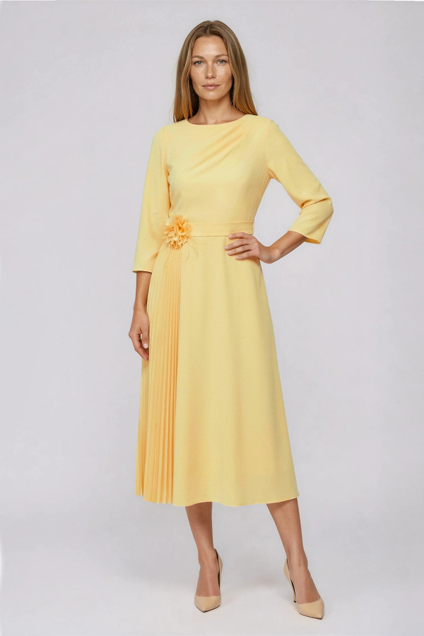 Pleated veil dress R 174 soleil yellow