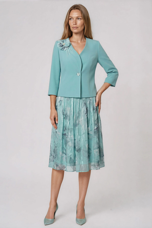 Elegant suit with dress 9479 turquoise