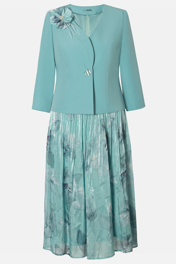 Elegant suit with dress 9479 turquoise