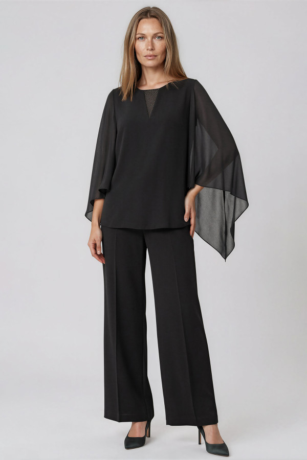 Elegant set with blouse and trousers 2348 black