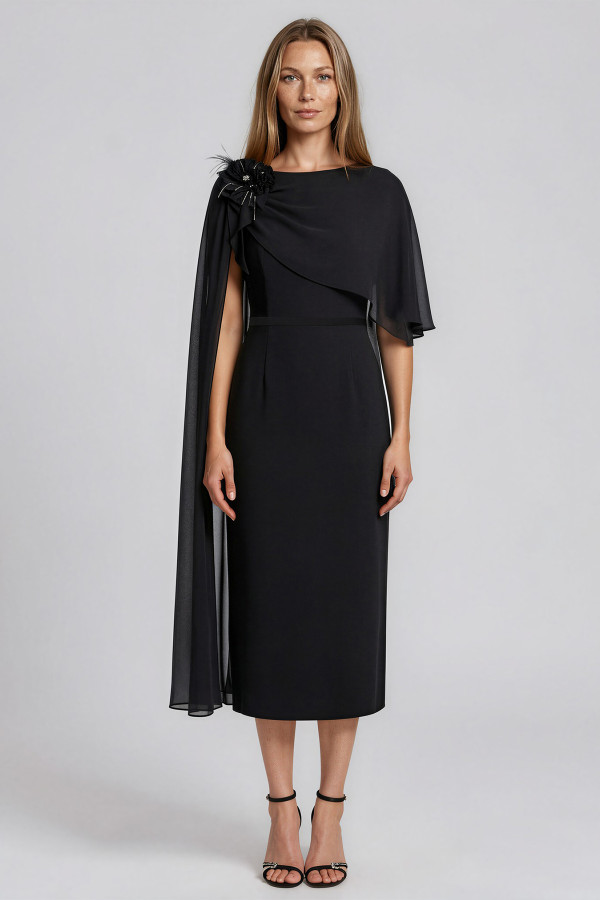 Rochie eleganta cu asimetrie din voal R 179 negru