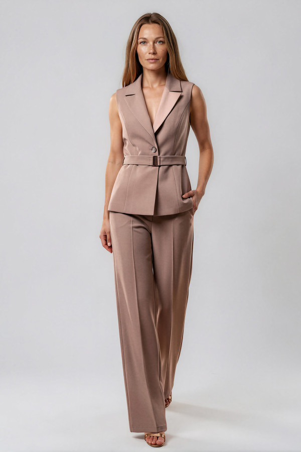 Office suit with vest and trousers 2346 beige