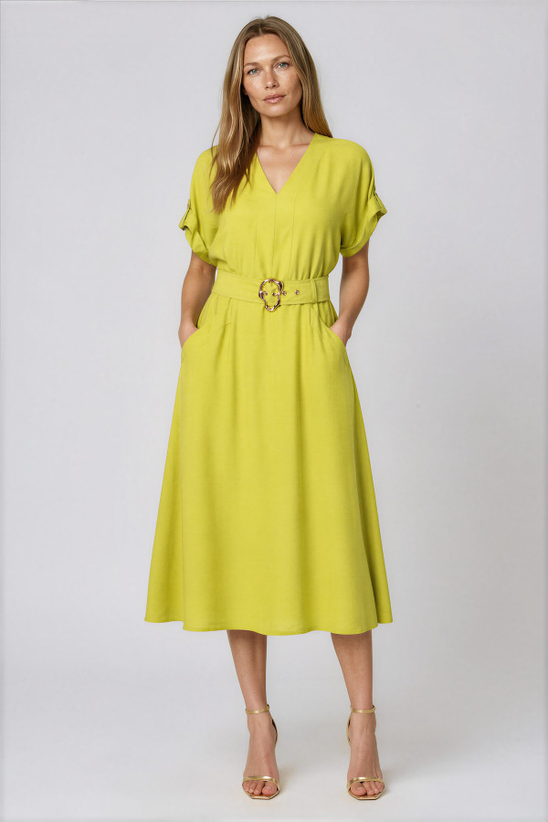 Casual dress R 203 yellow-mustard