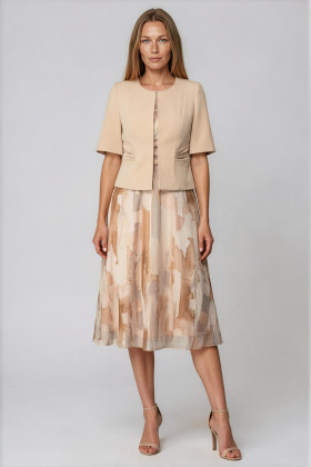 Elegant suit with dress 9482 bej