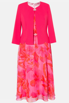 Elegant suit with dress 9458 fraise