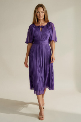 Natural silk dress R 263 indigo-purple
