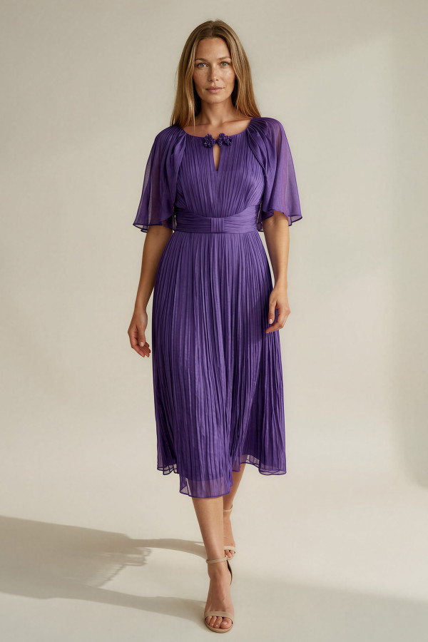 Natural silk dress R 263 indigo-purple