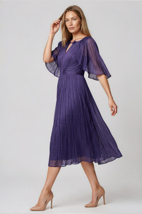 Rochie din matase naturala R 263 mov indigo