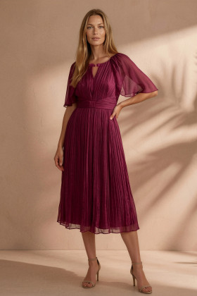 Natural silk dress R 263 burgundy
