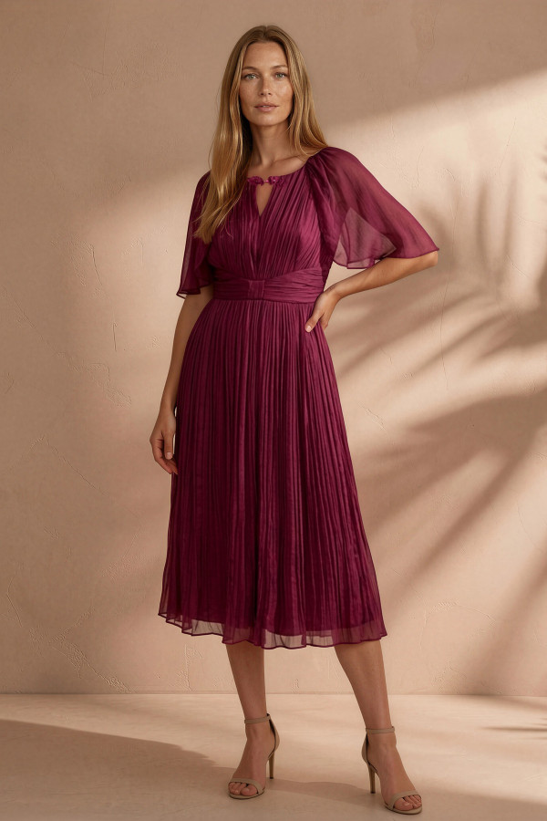 Natural silk dress R 263 burgundy