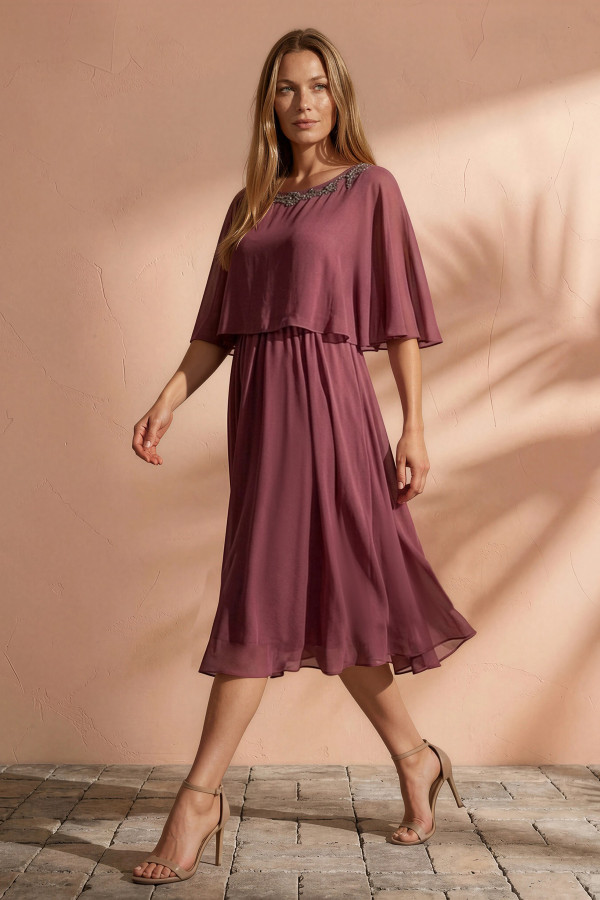 Elegant bordeau veil dress R 265