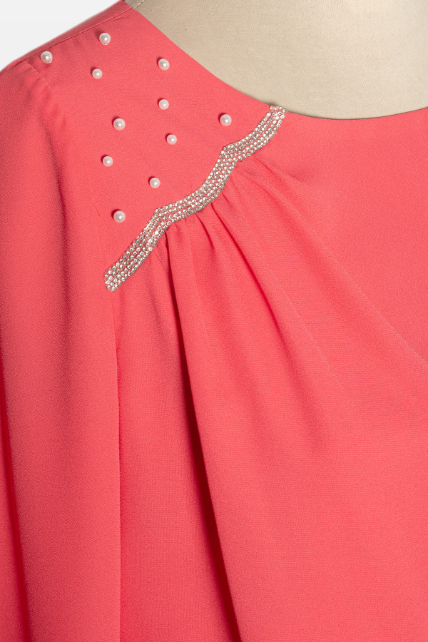 Elegant veil dress R 256 fraise