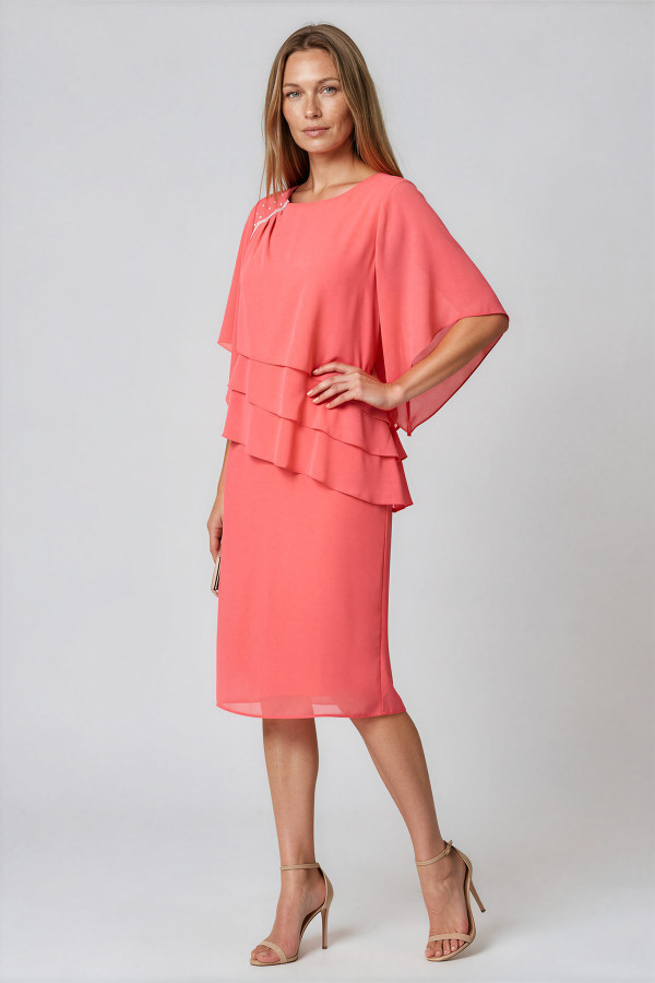 Elegant veil dress R 256 fraise