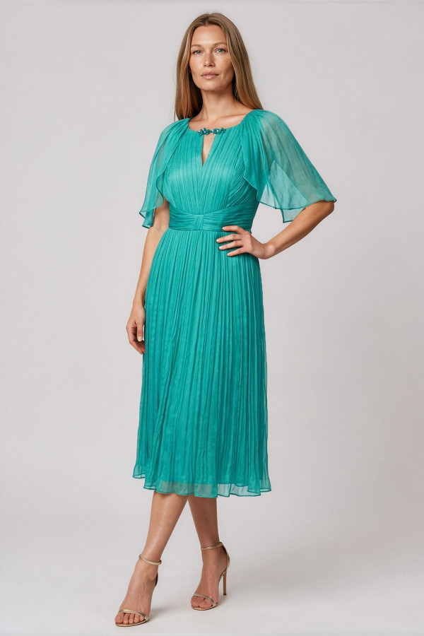 Natural silk dress R 263 turquoise