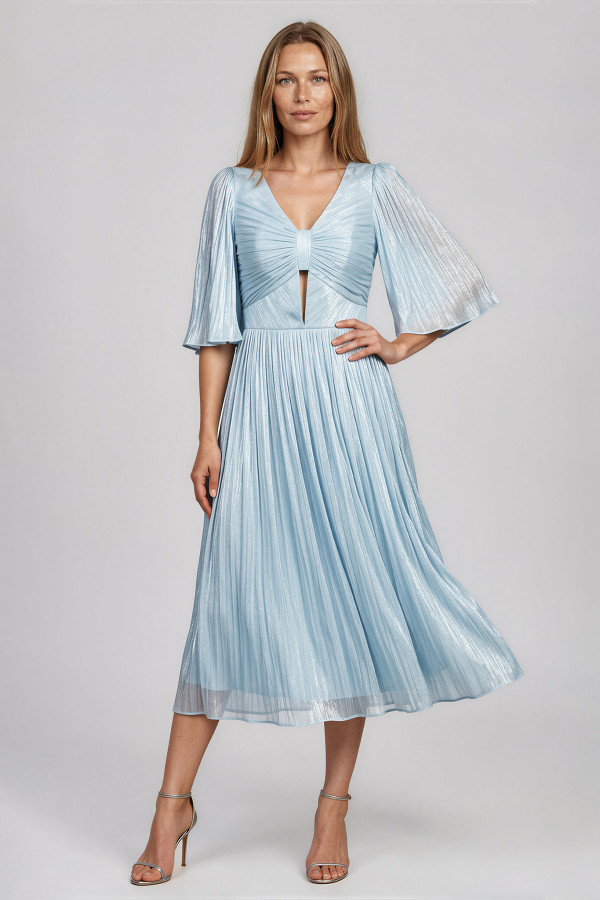 Elegant satin veil dress R 269 light blue