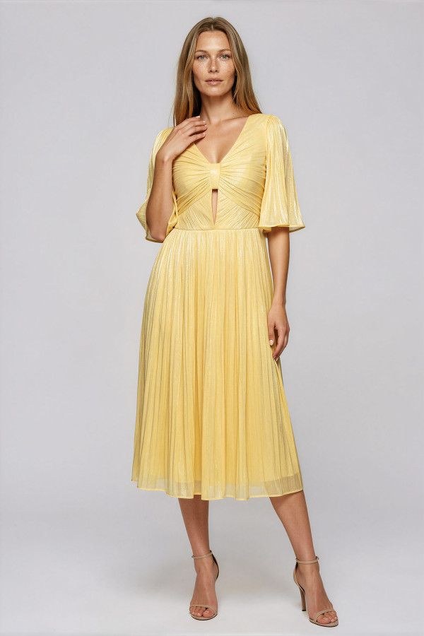 Elegant satin veil dress R 269 yellow