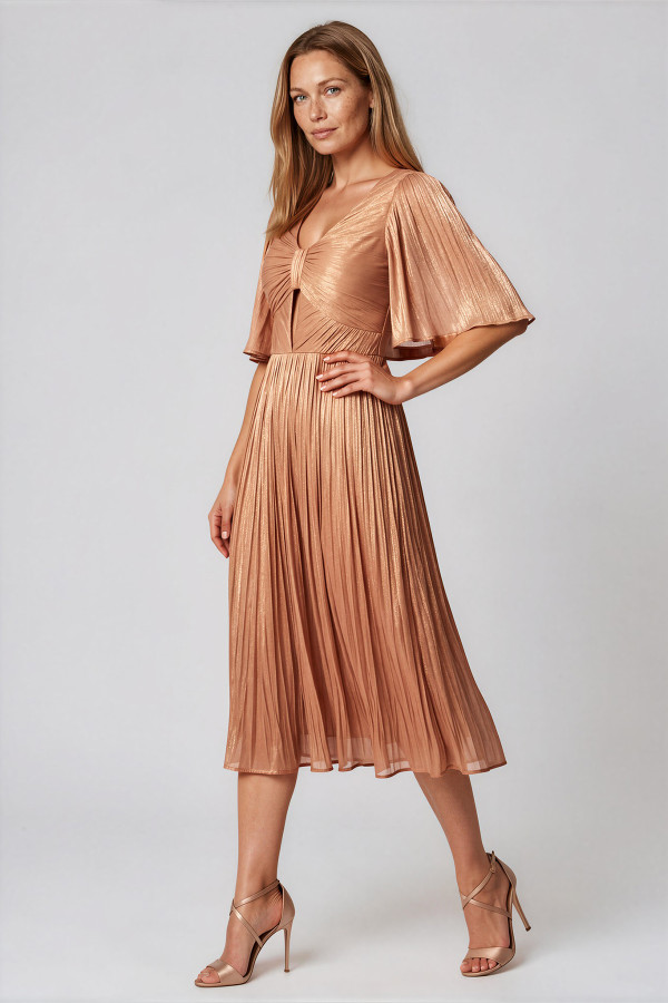 Elegant satin veil dress R 269 beige