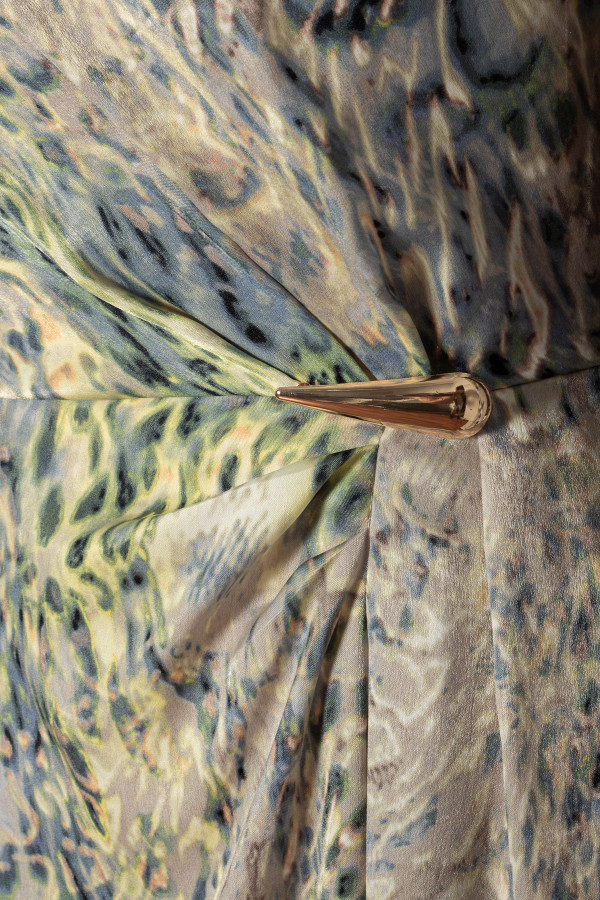 Casual dress R 274 beige with abstract print