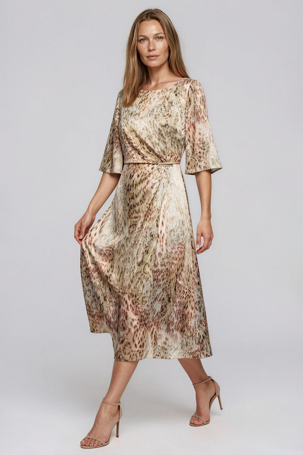 Casual dress R 274 pastel beige-turquoise