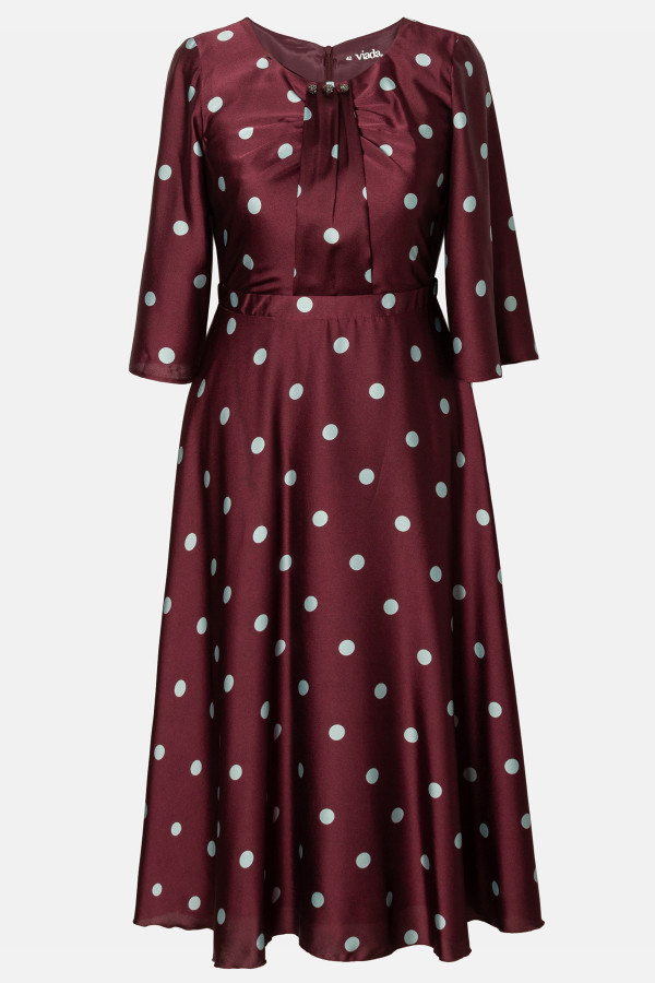 Elegant polka dot dress R 281 burgundy
