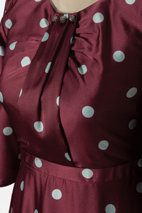 Elegant polka dot dress R 281 burgundy