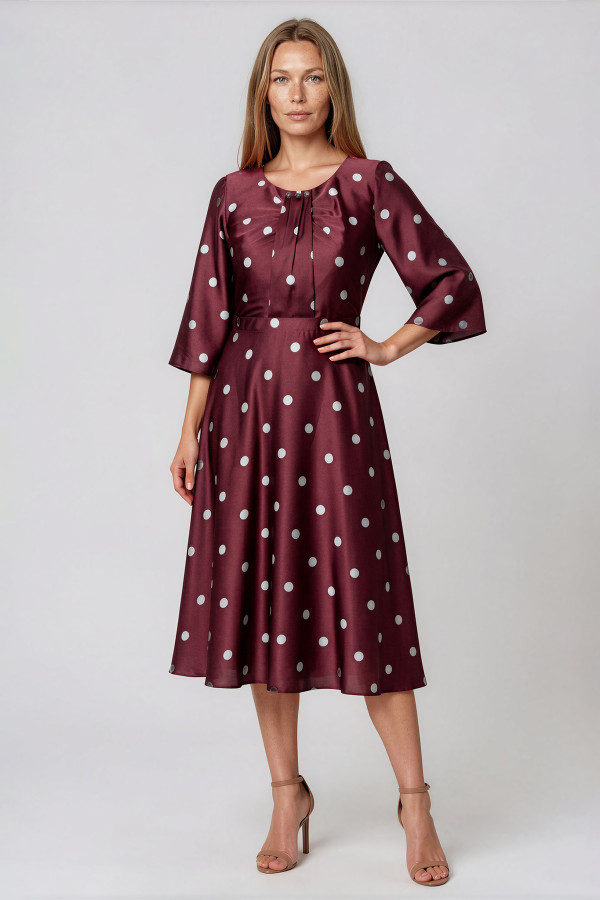Rochie eleganta cu buline R 281 grena
