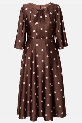 Elegant polka dot dress R 281 brown