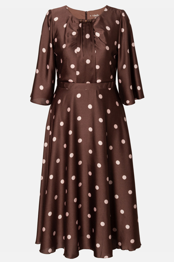 Elegant polka dot dress R 281 brown