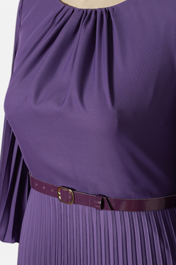 Elegant office dress with pleats R 291 mauve