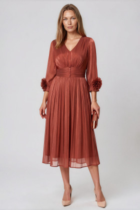 Rochie eleganta din voal R 173 caramiziu