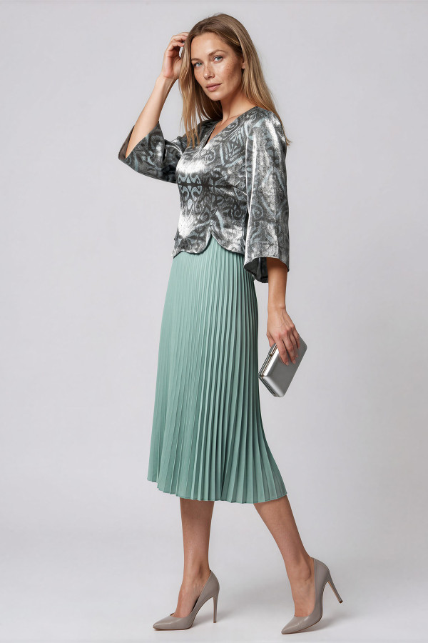 Rochie eleganta plisata R 282 turcoaz