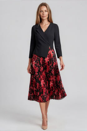 Rochie office-eleganta cu imprimeu floral R 293 negru